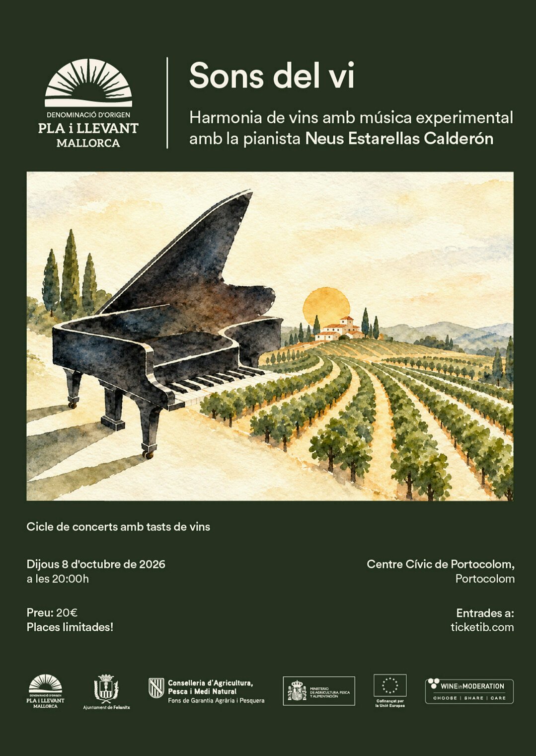 Sons del vi: Concerto e degustazione di vini della DO Pla i Llevant con la pianista Neus Estarellas Calderón