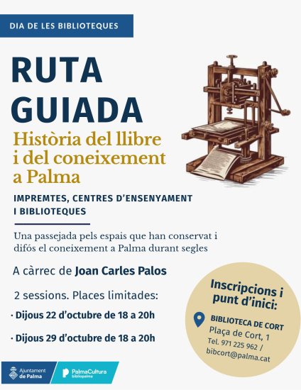 Historia av boken och kunskapen i Palma. Tryckerier, utbildningscentra och bibliotek