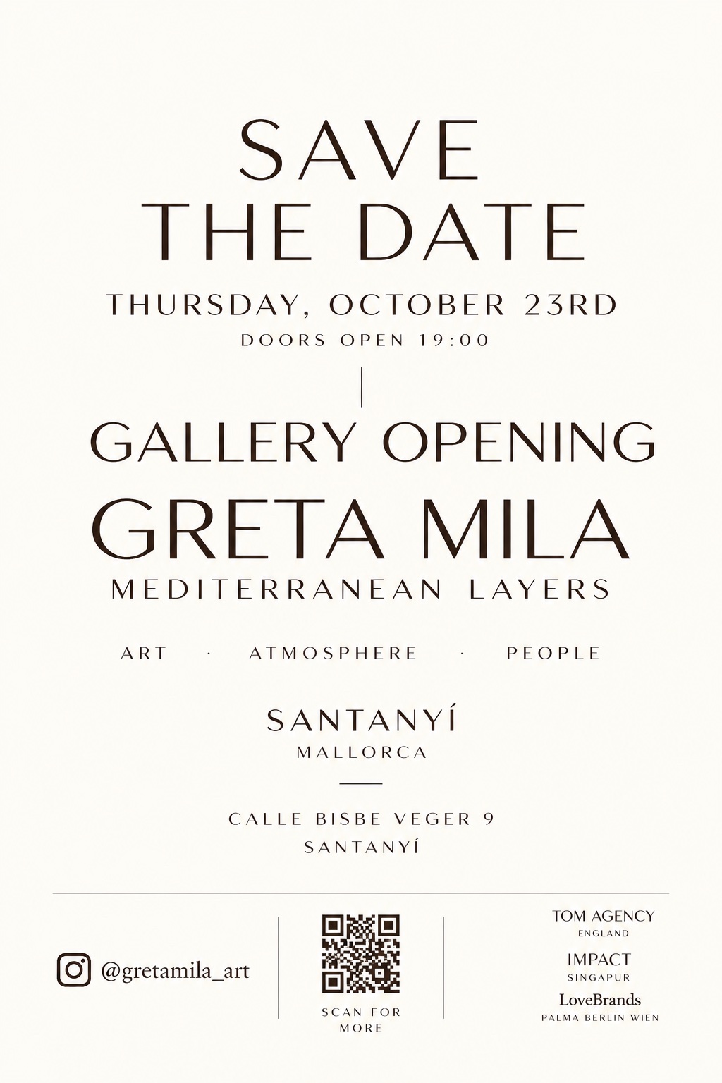 Inaugurazione della Grande Galleria GRETA MILA a Santanyi
