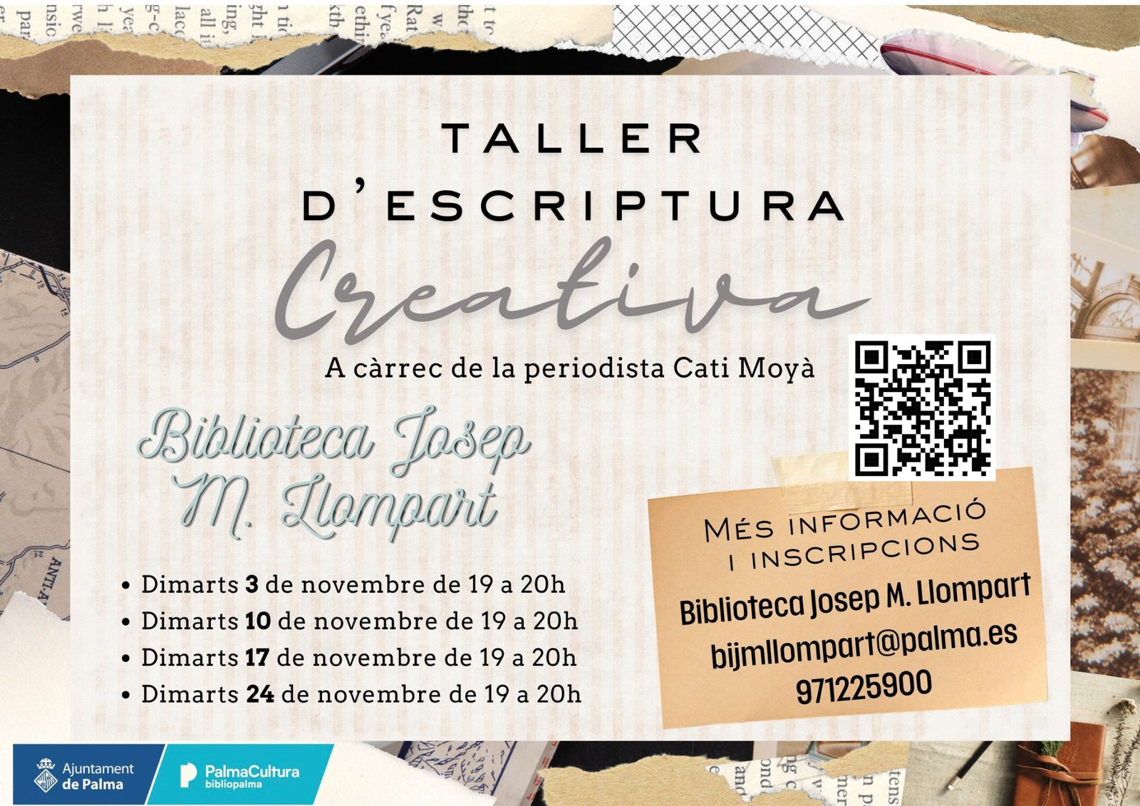 Escritura creativa: “Un taller per estimar el full en blanc”, con la periodista Catalina Moyà