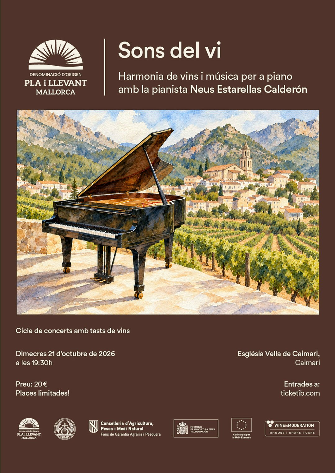 "Sons del vi": Harmonia de vins i música per a piano a l'Església Vella de Caimari